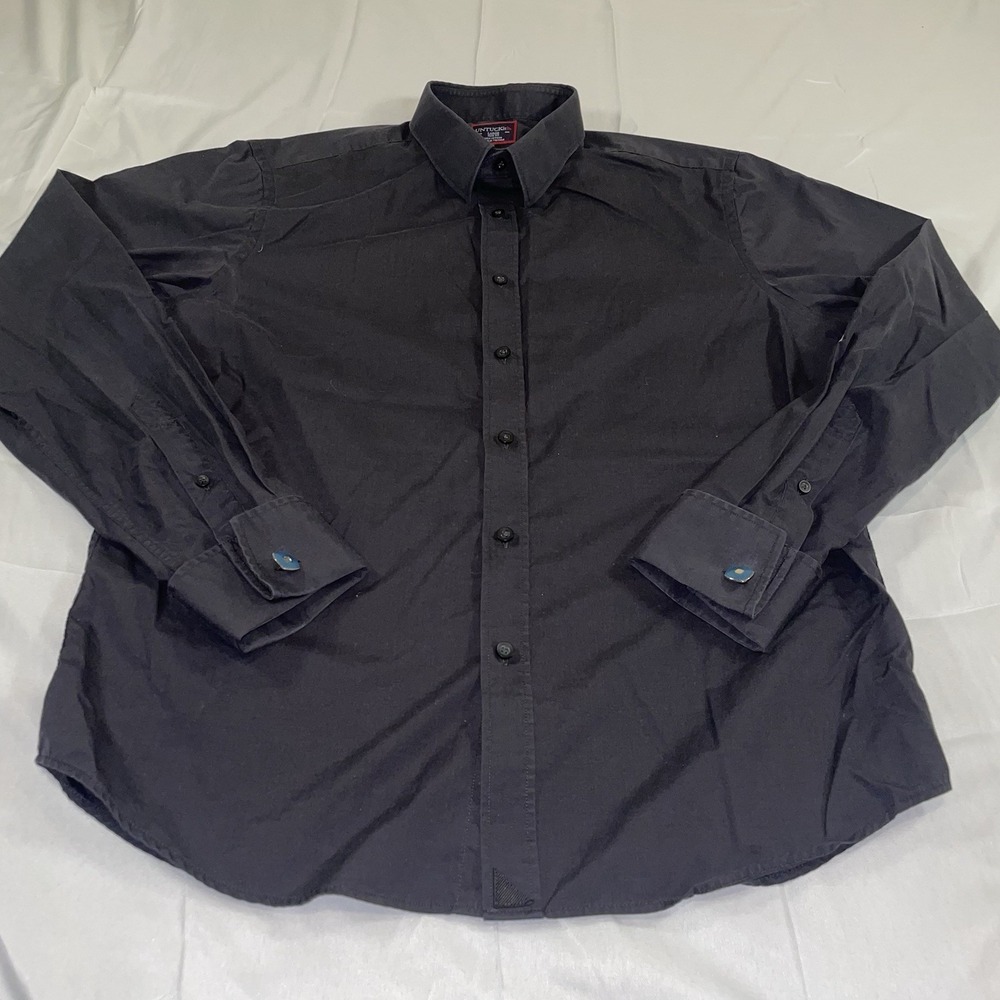 UNTUCKit Mens‎ Large Slim Fit Black Long Sleeve Button Down Cotton Shirt
